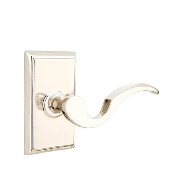 Emtek - Passage, Rectangular Rosette, Cortina Lever, RH, US14 - Polished Nickel