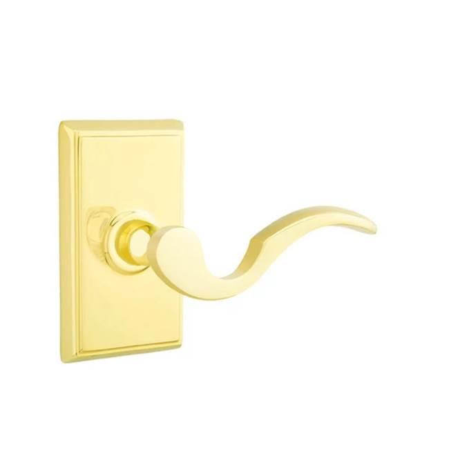 Emtek - Passage, Rectangular Rosette, Cortina Lever, RH, US3NL - Unlacquered Brass