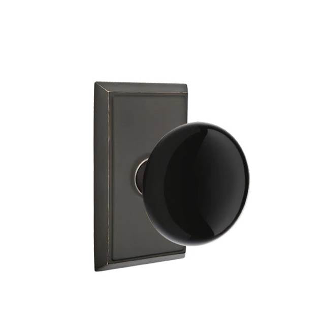 Emtek - Concealed, Privacy, Rectangular Rosette, Ebony Knob, US10B - Oil Rubbed Bronze