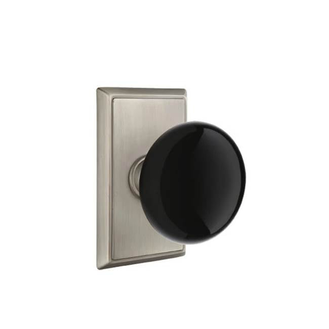 Emtek - Concealed, Privacy, Rectangular Rosette, Ebony Knob, US15A - Pewter