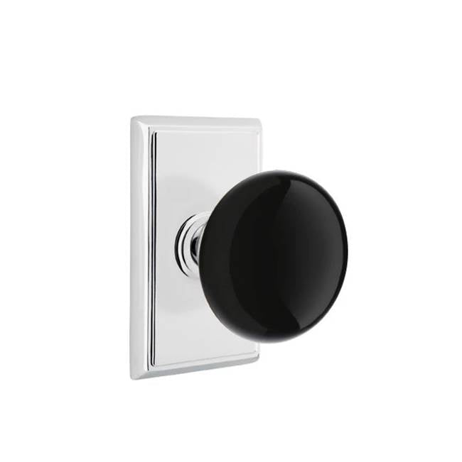 Emtek - Concealed, Privacy, Rectangular Rosette, Ebony Knob, US26 - Polished Chrome