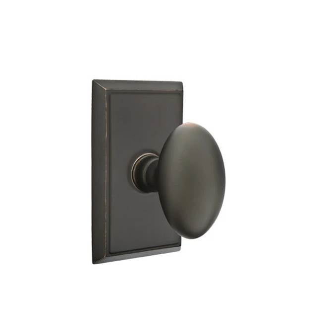 Emtek - Concealed, Passage, Rectangular Rosette, Egg Knob, US10B - Oil Rubbed Bronze