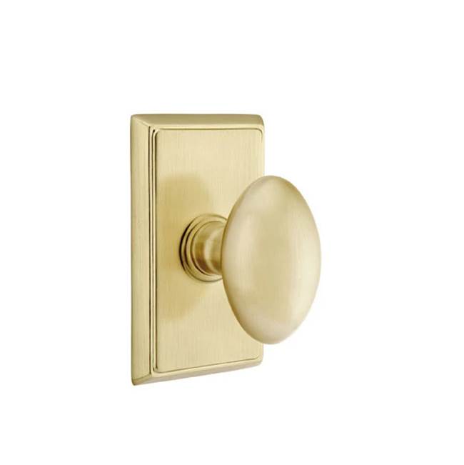 Emtek - Concealed, Passage, Rectangular Rosette, Egg Knob, US4 - Satin Brass