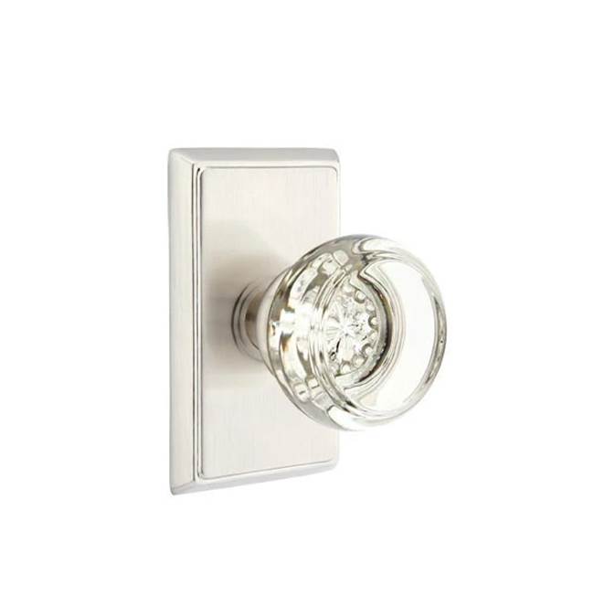 Emtek - Concealed, Privacy, Rectangular Rosette, Georgetown Knob, US15 - Satin Nickel