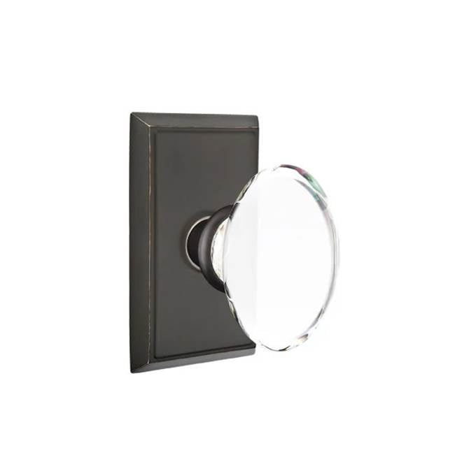 Emtek - Concealed, Passage, Rectangular Rosette, Hampton Knob, US10B - Oil Rubbed Bronze