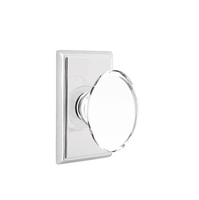 Emtek - Concealed, Passage, Rectangular Rosette, Hampton Knob, US26 - Polished Chrome
