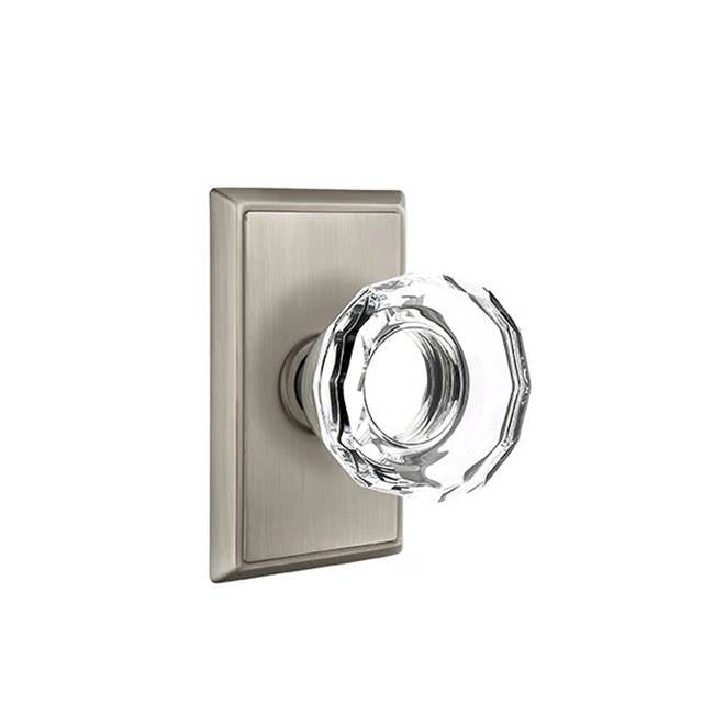 Emtek - Passage, Rectangular Rosette, Lowell Crystal Knob, US15A - Pewter