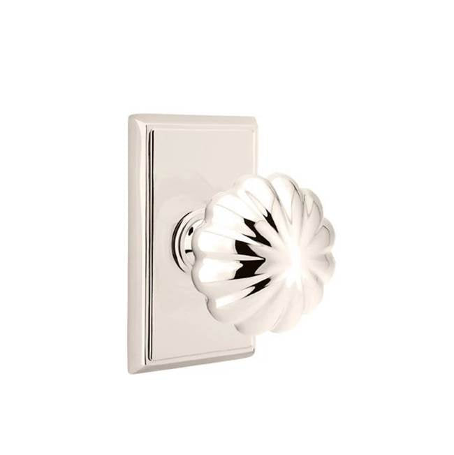 Emtek - Passage, Rectangular Rosette, Melon Knob, US14 - Polished Nickel