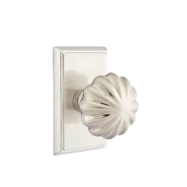 Emtek - Passage, Rectangular Rosette, Melon Knob, US15 - Satin Nickel