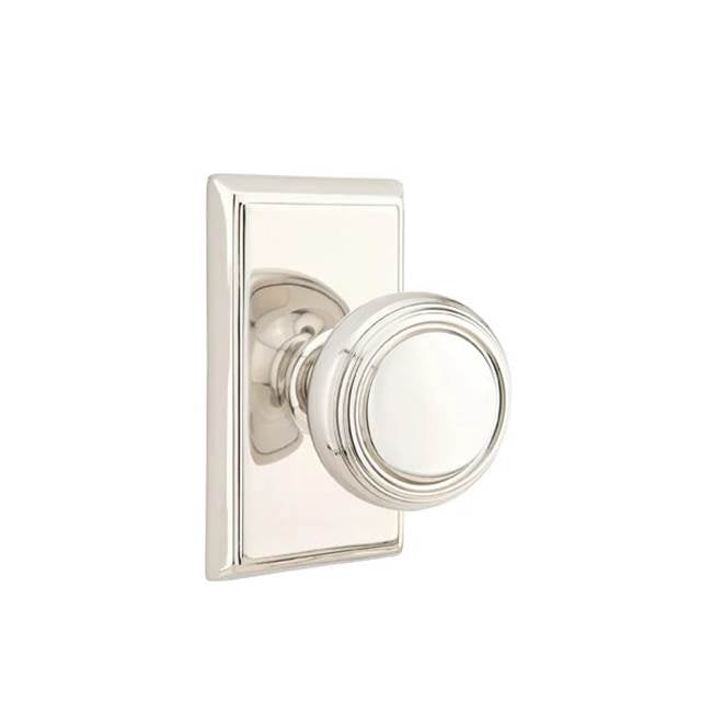 Emtek - Concealed, Passage, Rectangular Rosette, Norwich Knob, US14 - Polished Nickel