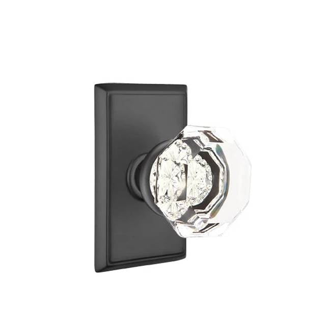 Emtek - Concealed, Passage, Rectangular Rosette, Old Town Clear Knob, US19 - Flat Black