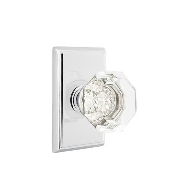 Emtek - Concealed, Passage, Rectangular Rosette, Old Town Clear Knob, US26 - Polished Chrome