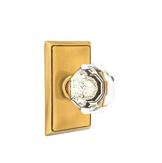 Emtek - Concealed, Privacy, Rectangular Rosette, Old Town Clear Knob, US7 - French Antique