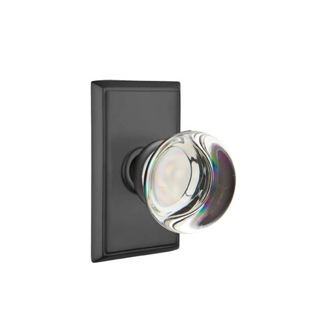 Emtek - Concealed, Privacy, Rectangular Rosette, Providence Crystal Knob, US19 - Flat Black
