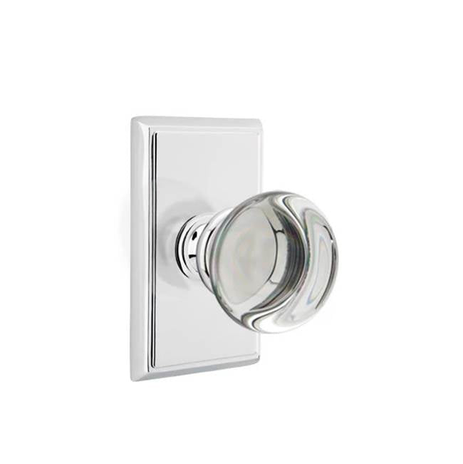 Emtek - Concealed, Privacy, Rectangular Rosette, Providence Crystal Knob, US26 - Polished Chrome