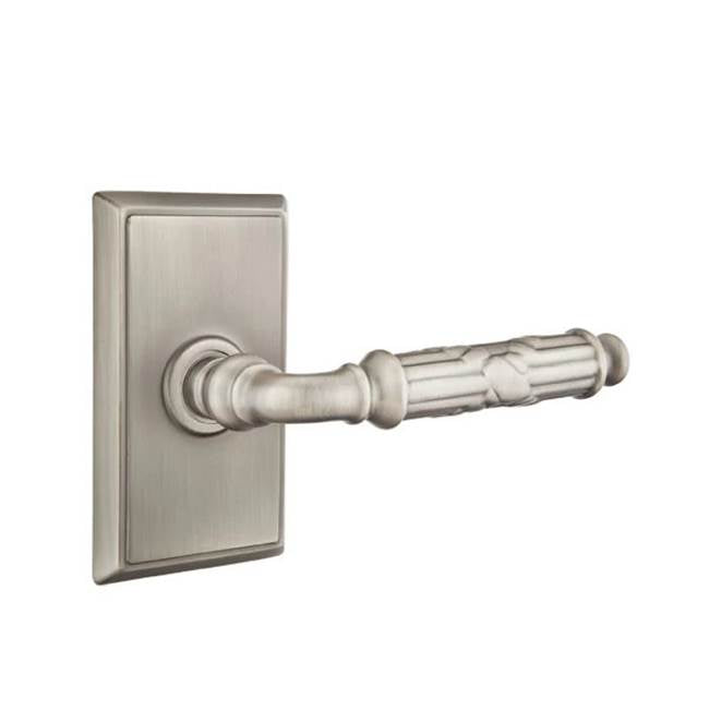 Emtek - Dummy, Rectangular Rosette, Ribbon and Reed Lever, US15A - Pewter