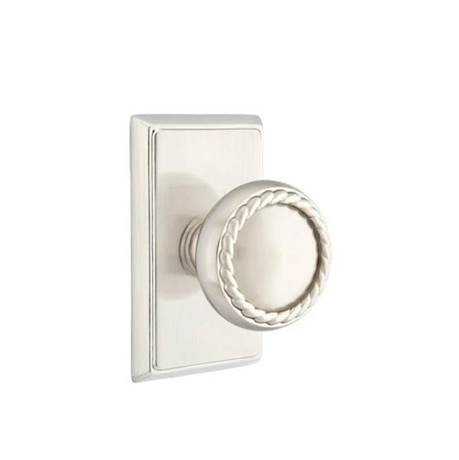Emtek - Passage, Rectangular Rosette, Rope Knob, US15 - Satin Nickel