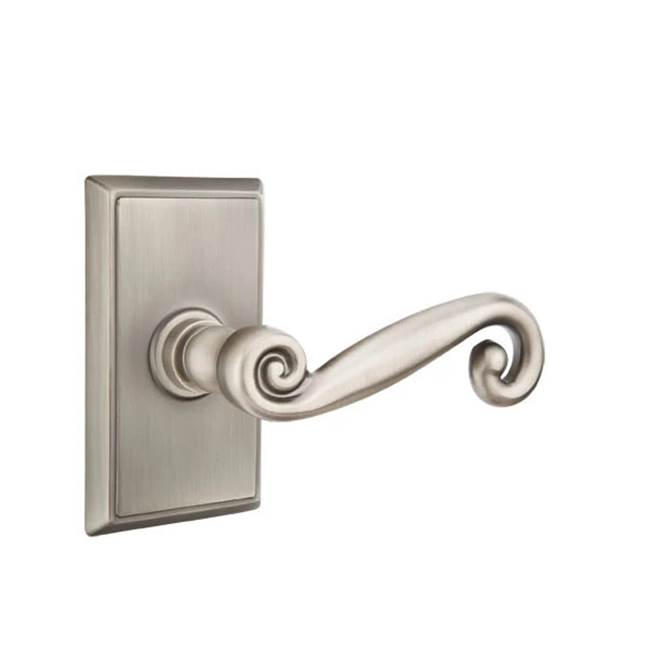 Emtek - Privacy, Rectangular Rosette, Rustic Lever, RH, US15A - Pewter
