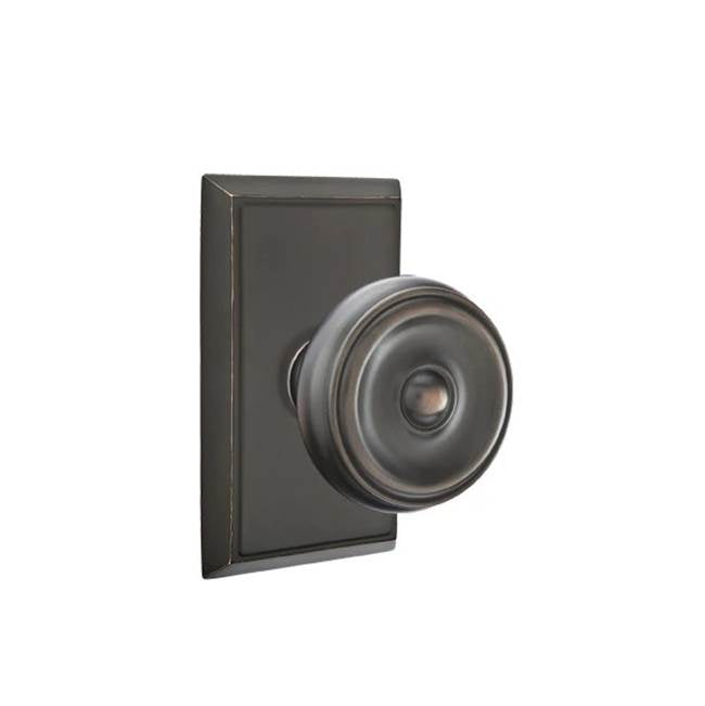 Emtek - Concealed, Privacy, Rectangular Rosette, Waverly Knob, US10B - Oil Rubbed Bronze