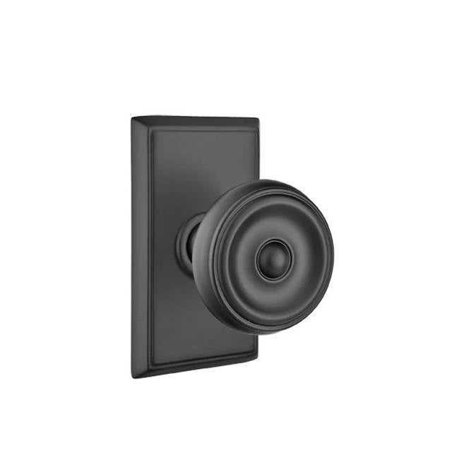 Emtek - Concealed, Passage, Rectangular Rosette, Waverly Knob, US19 - Flat Black