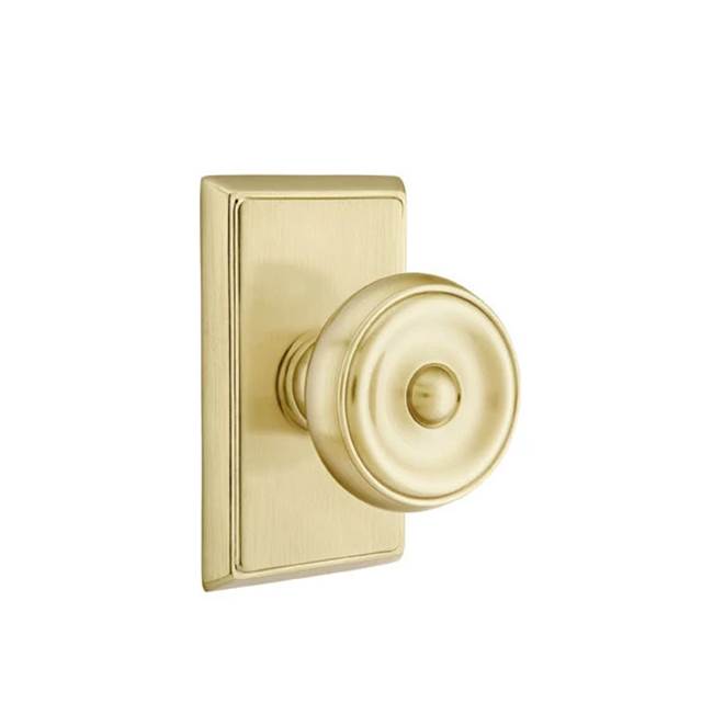 Emtek - Concealed, Passage, Rectangular Rosette, Waverly Knob, US4 - Satin Brass