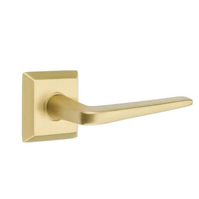 Emtek - Privacy, Quincy Rosette, Athena Lever, LH, US4 - Satin Brass