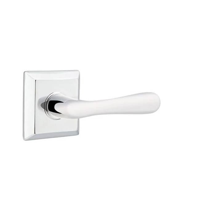 Emtek - Privacy, Quincy Rosette, Basel Lever, LH, US26 - Polished Chrome
