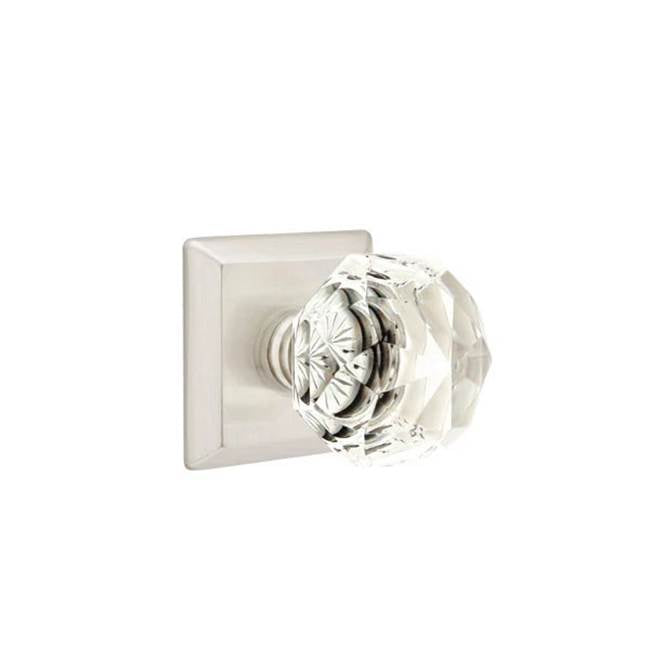 Emtek - Concealed, Privacy, Quincy Rosette, Diamond Crystal Knob, US15 - Satin Nickel