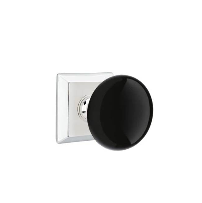 Emtek - Passage, Quincy Rosette, Ebony Knob, US26 - Polished Chrome