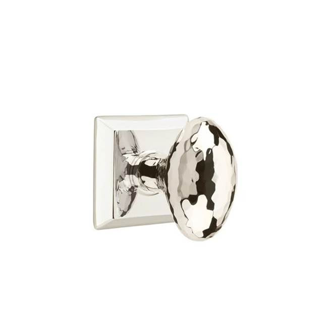Emtek - Passage, Quincy Rosette, Hammered Egg Knob, US14 - Polished Nickel