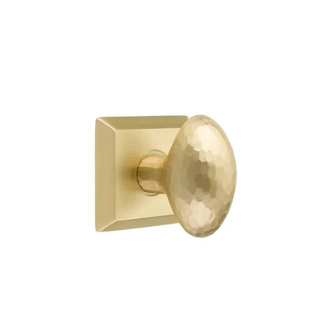 Emtek - Passage, Quincy Rosette, Hammered Egg Knob, US4 - Satin Brass