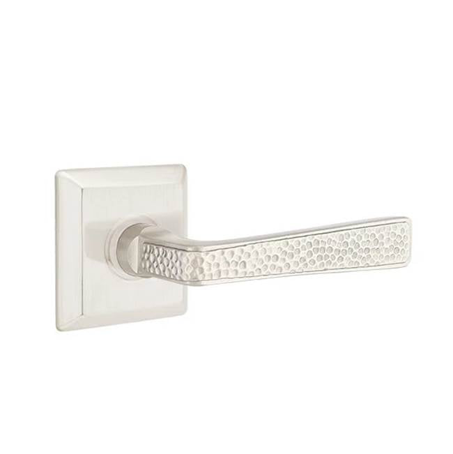 Emtek - Concealed, Passage, Quincy Rosette, Hammered Lever, US15 - Satin Nickel