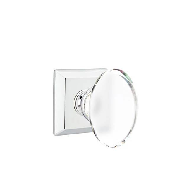 Emtek - Passage, Quincy Rosette, Hampton Crystal Knob, US26 - Polished Chrome