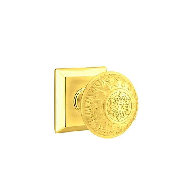 Emtek - Passage, Quincy Rosette, Lancaster Knob, US3NL - Unlacquered Brass