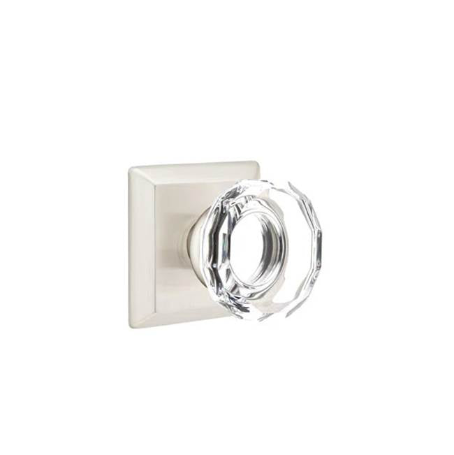 Emtek - Dummy, Quincy Rosette, Lowell Crystal Knob, US15 - Satin Nickel