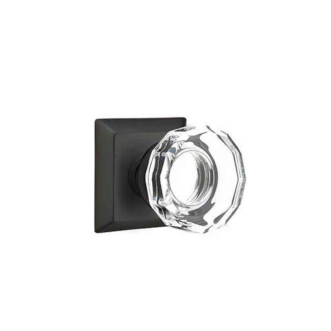 Emtek - Concealed, Passage, Quincy Rosette, Lowell Crystal Knob, US19 - Flat Black