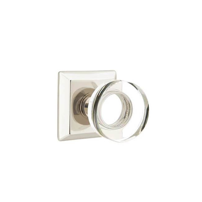 Emtek - Concealed, Privacy, Quincy Rosette, Modern Disc Crystal Knob, US14 - Polished Nickel