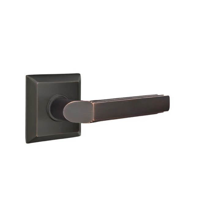 Emtek - Privacy, Quincy Rosette, Milano Lever, LH, US10B - Oil Rubbed Bronze