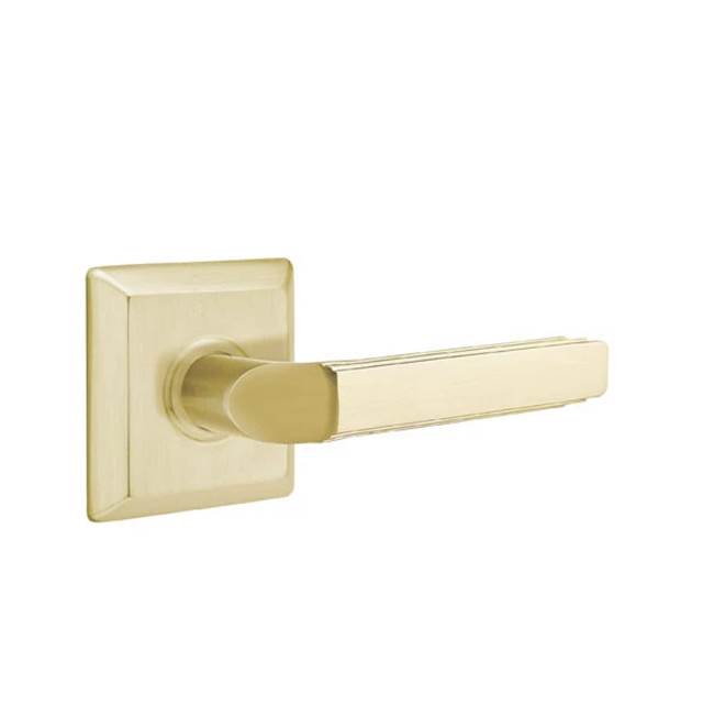 Emtek - Privacy, Quincy Rosette, Milano Lever, LH, US4 - Satin Brass