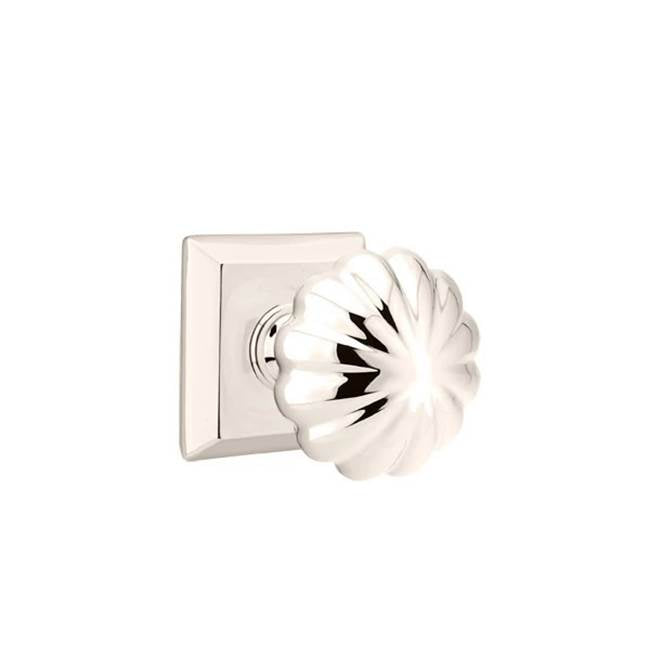 Emtek - Concealed, Privacy, Quincy Rosette, Melon Knob, US14 - Polished Nickel