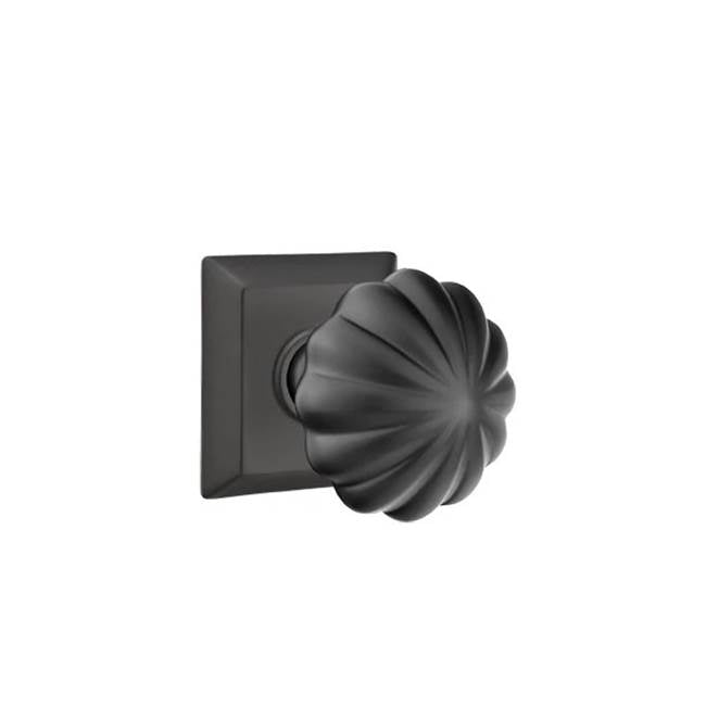 Emtek - Concealed, Privacy, Quincy Rosette, Melon Knob, US19 - Flat Black