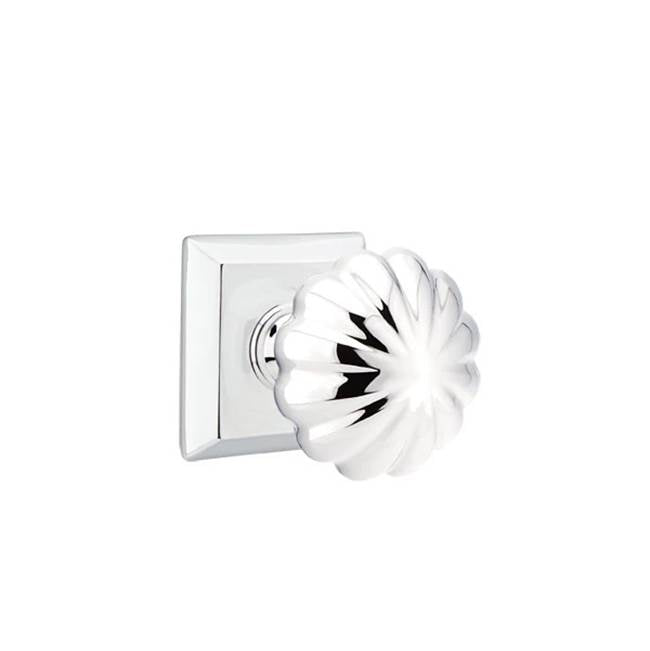 Emtek - Concealed, Privacy, Quincy Rosette, Melon Knob, US26 - Polished Chrome