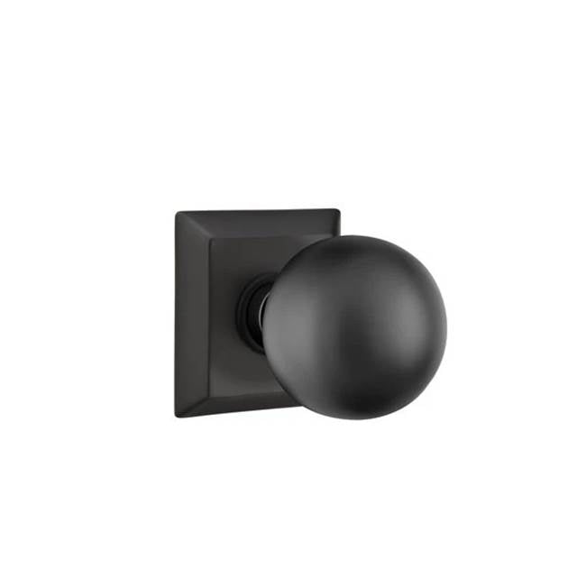 Emtek - Concealed, Privacy, Quincy Rosette, Orb Knob, US19 - Flat Black