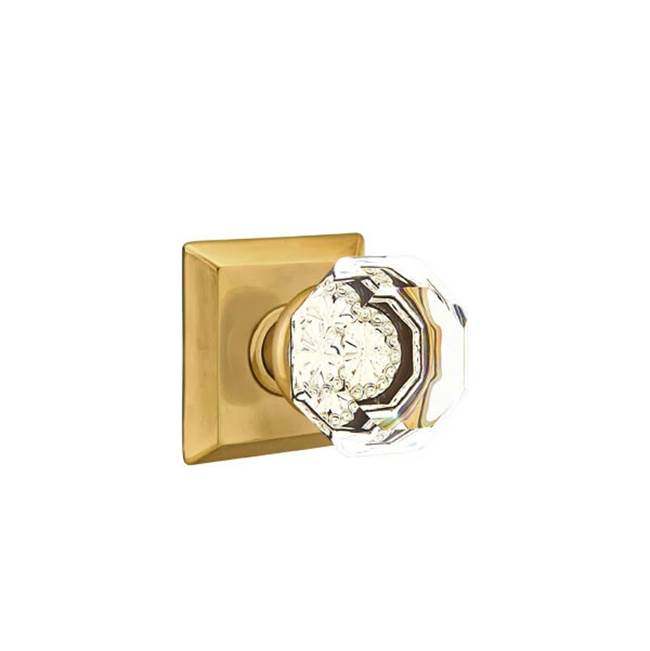 Emtek - Concealed, Privacy, Quincy Rosette, Old Town Clear Knob, US7 - French Antique