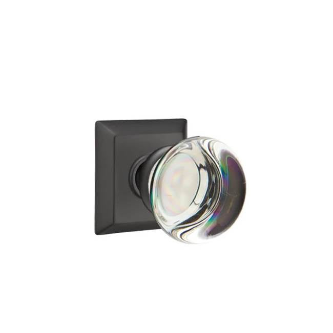 Emtek - Passage, Quincy Rosette, Providence Crystal Knob, US19 - Flat Black