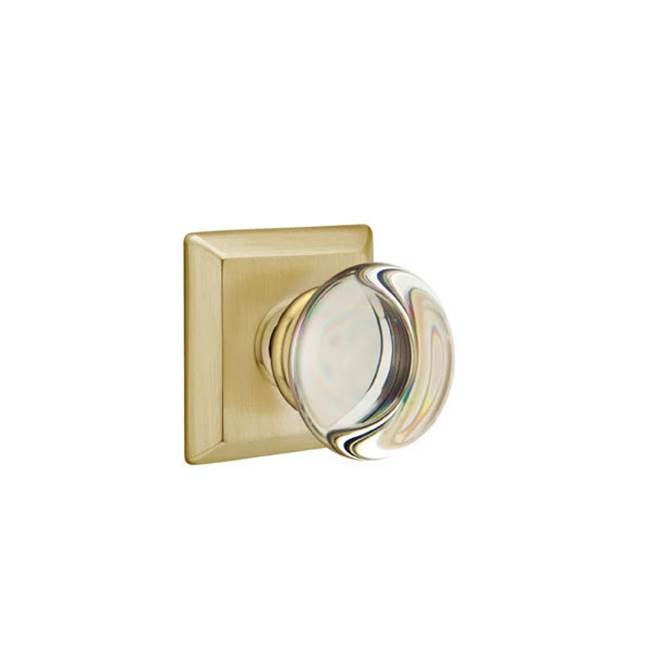 Emtek - Passage, Quincy Rosette, Providence Crystal Knob, US4 - Satin Brass