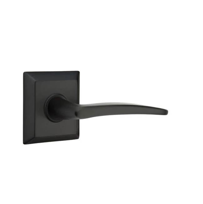 Emtek - Passage, Quincy Rosette, Poseidon Lever, LH, US19 - Flat Black