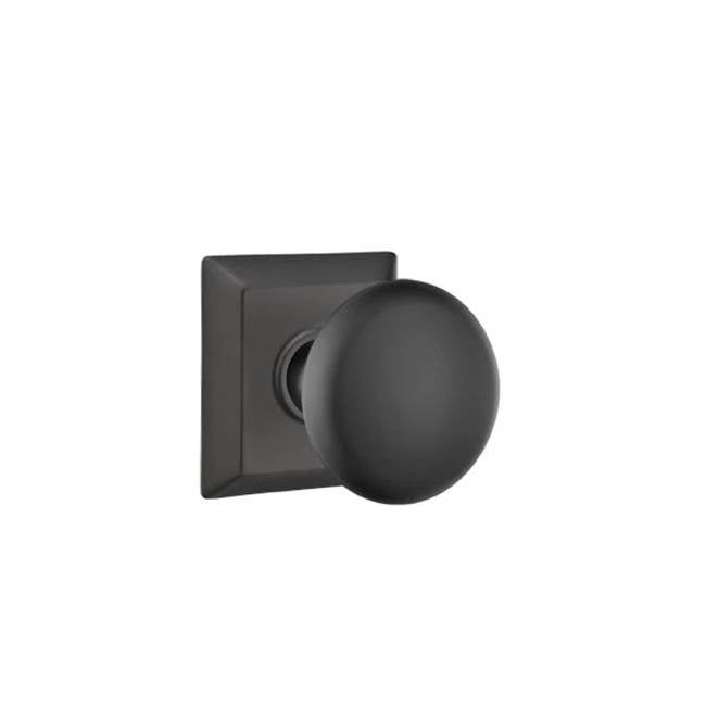 Emtek - Concealed, Passage, Quincy Rosette, Providence Knob, US19 - Flat Black