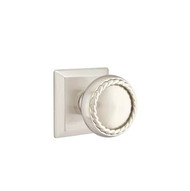 Emtek - Privacy, Quincy Rosette, Rope Knob, US15 - Satin Nickel