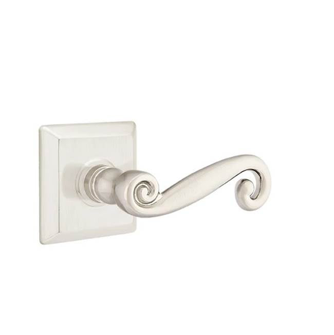 Emtek - Passage, Quincy Rosette, Rustic Lever, RH, US15 - Satin Nickel